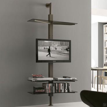 Swiveling TV stand Kino with crystal shelves