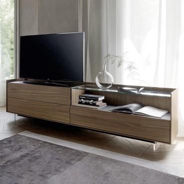 Columbus Glass wood and glass TV stand