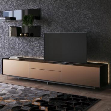 Lacquered TV stand with wooden frame Columbus