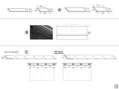 Bliss Player walk-in wardrobe - Shelf (A), Clothes rail (B), Bespoke floor platform (C)