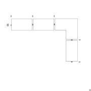 Walk-in closet corner layout composed of one corner and one linear element