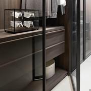 Smoked clear glass doors for Pacific walk-in wardrobe with internal drawers