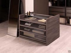 Free-standing closet island dresser Pacific in dark elm textured melamine 