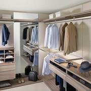 Modular wooden walk-in closet Joyce Pacific, melamine panels, matt lacquer or mirror