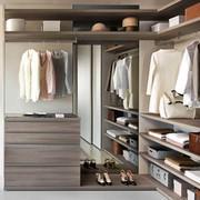 Joyce Pacific walk-in closet with closed corner equipped with shelves and clothes rail