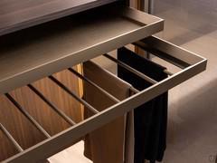 Pull-out trouser rack with top tray, with matching bottom and frame