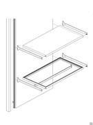 Assembly diagram for shelves, always supplied with two metal brackets included. Metal and glass shelves available in the accessories tab