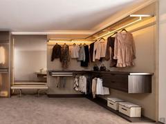 Horizon Lounge walk-in wardrobe with rack system, fully customisable in terms of positioning, measurements and finishes