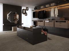 Horizon Lounge walk-in closet with shelves and hangers, with which you can make linear or corner compositions