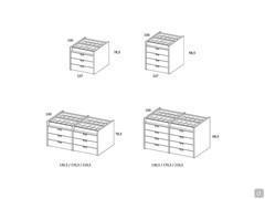 Izar island in single and double version with 3 and 4 drawers - measurements