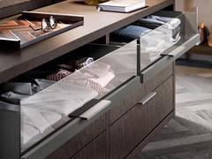 Top drawer with gray glass front - interior in lead veneer finish