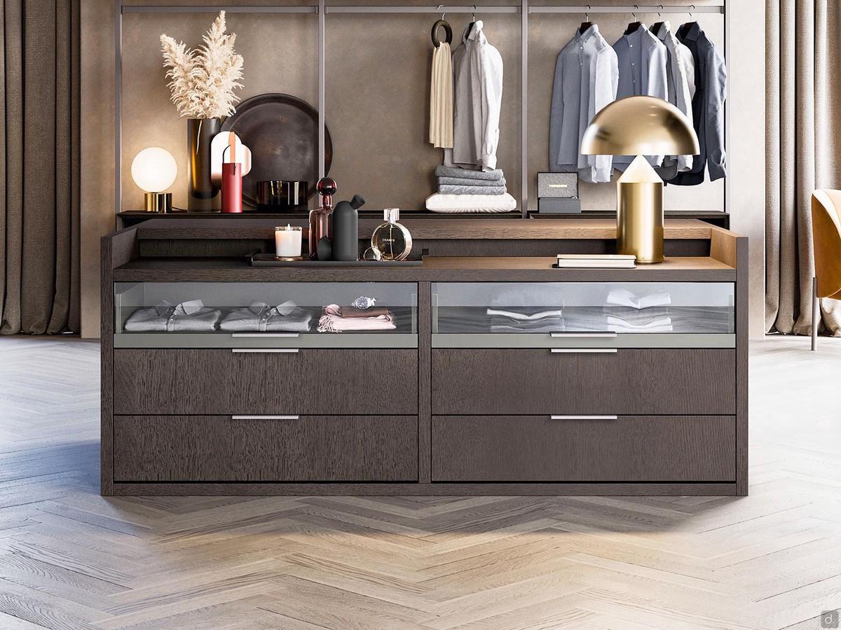 Double-sided drawer island for Bliss walk-in closet