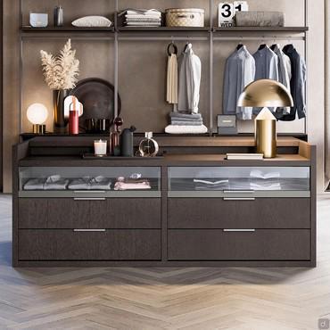 Double-sided drawer island for Bliss walk-in closet