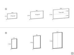 Suspended open compartments for Boiserie Lounge - A) 55 to 100 inch TV compartments B) display compartments