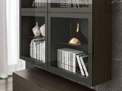 Royal wall unit with hinged glass door complete with shelf made of smoked glass