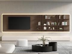 Composition of flap bases, wall panels and shelves, all made with elements from the Royal collection