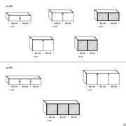 Model and Measurements of the cabinet with hinged doors (Width cm 128 - 192)