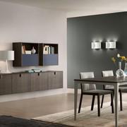 Plan Scacco Close matt lacquered open elements in 64 cm width and one door and two drawers