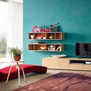 Plan Open two-tone wall open compartment with Natural fashion wood structure and matt lacquered internal structure