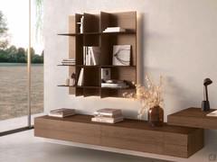 Royal wall panelling with shelves - model F in open-pore oak wood (E33 Tobacco)