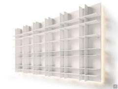 Wall panelling composition with Royal matt white lacquered shelves