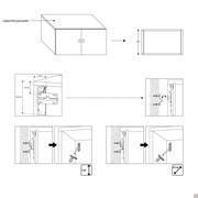 Wall unit with hinged door Plan - front overlapping top and hooks