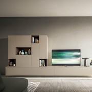 Front view of the composition with storage element for the livingroom with drawers called Plan