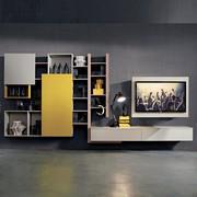 Living room wall system with TV panel Side 02 - (finitura laccato opaco giallo non disponibile)