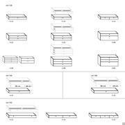 Plan living room base unit with drawers - Models and Dimensions (cm 128 / 144 / 160 / 192)