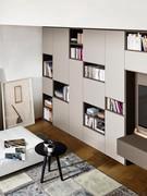 Aerial view of the wall unit with TV and Way 04 bookcase