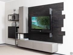 Elegant wall system FreeHand 02 dark and light grey wood veneer 