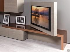 L-shaped shelf detail with self-supporting 90° swivelling TV panel. Ash oak finish not available