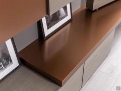 Detail of shelf in Copper metallic lacquer. Ash oak finish not available