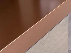 Detail of shelf in Copper metallic lacquer. Ash oak finish not available