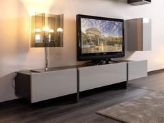 TV cabinet Arrow with two lateral deep drawers and central drop-down compartment