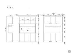 Lounge bar unit for a modern living room - Specific measurements for the version with central cupboard doors: cm 170,5