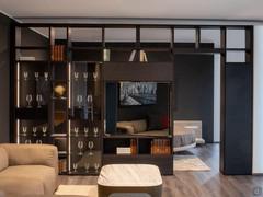 Bridge partition wall partition Way 26 - made of wood Oak Charcoal