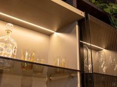 The optional LED bar illuminates the inner section of the display case with a diffused but powerful light, also activated via a remote control