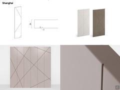 Wall system with Lounge illuminated decorative wall niche - "Shanghai" decorations with diagonal "V" engravings mm 2 th.2