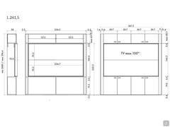 Lounge storage wall - Specific dimensions mod. with 4 lower and upper doors: 261.5 cm