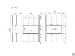 Lounge storage wall - Specific dimensions mod. with 3 lower and upper doors: cm 170,5