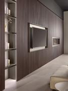 Shelving unit combined with Lounge TV module in the exclusive finish in TAMMAS solid wood, available by design only