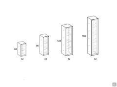 Elements with width cm 32 in heights cm 64, 96, 128, 160 - depth cm 32 common to all elements