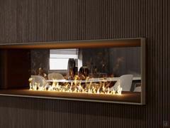 Open compartment with water vapor bio-fireplace - open compartment in brass metallic lacquer finish