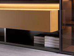 Way 27 wall unit suspended base units in a Ginger finish, available from the sample list of matte lacquers