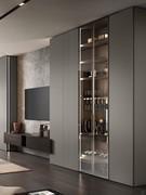 Lounge wardrobe columns in matt lacquer or glass, with interior bar equipment, which can be created by adding the necessary elements from the Lounge Interior Equipment tab.