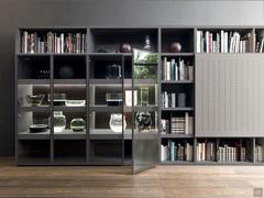 Aliant wall unit with display cases and concealed TV unit