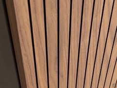 A close-up of the groove finish of the doors, here shown on the Walnut fashion wood