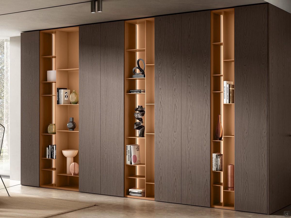 Lounge Patchwork open wall bookcase in the centre of an important living room cupboard with Lounge wardrobe columns