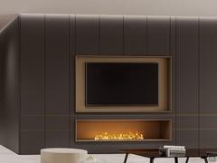 Mud matte lacquered fronts with brass metal lacquered insert